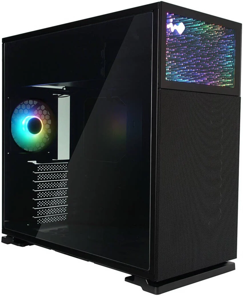 کیس کامپیوتر InWin N127 ATX Mid-Tower، دارای 1 فن Luna AL120 از پیش نصب شده، SECC، ABS، PC، شیشه حرارت دیده، پشتیبانی از کارت گرافیک تا 370mm و رادیاتور 360mm، مشکی | IW-CS-N127BLK-1AL120