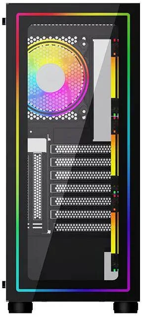 کیس کامپیوتر مید تاور KGaming 290XL-6، پشتیبانی از رادیاتور تا 360 میلی‌متر و 9 فن، استیل با پنل مشبک و شیشه حرارت دیده، فیلتر گرد و غبار، مشکی | 290XL-6