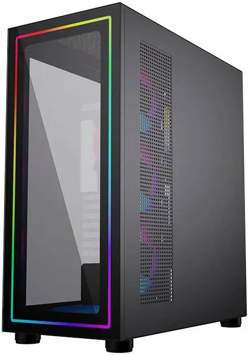 کیس کامپیوتر مید تاور KGaming 290XL-6، پشتیبانی از رادیاتور تا 360 میلی‌متر و 9 فن، استیل با پنل مشبک و شیشه حرارت دیده، فیلتر گرد و غبار، مشکی | 290XL-6