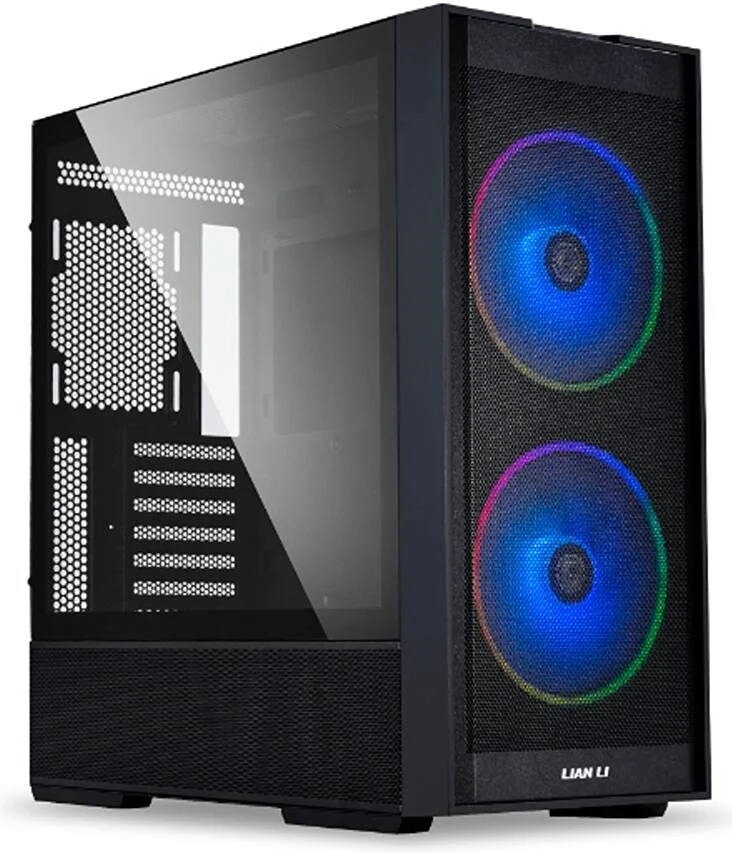 کیس کامپیوتر گیمینگ LIAN LI Lancool 206 ATX Mid-Tower، پنل کناری شیشه حرارت دیده، شاسی Mid-Tower با پنل جلویی مشبک به همراه 2 فن ARGB PWM از پیش نصب شده، پورت USB Type-C، مشکی | G99.LAN206RX.00