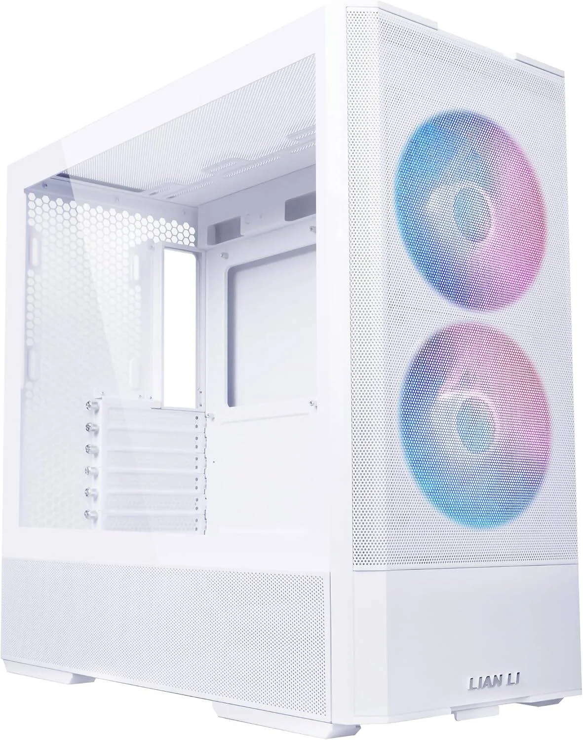 کیس مید تاور Lian Li Lancool 207، دارای 2 فن 140 میلی‌متری و 2 فن 120 میلی‌متری از پیش نصب شده، پشتیبانی از رادیاتور تا 360 میلی‌متری و 8 فن، بدنه فولادی و شیشه حرارت دیده 4 میلی‌متری، سفید | G99.LAN207RW.00