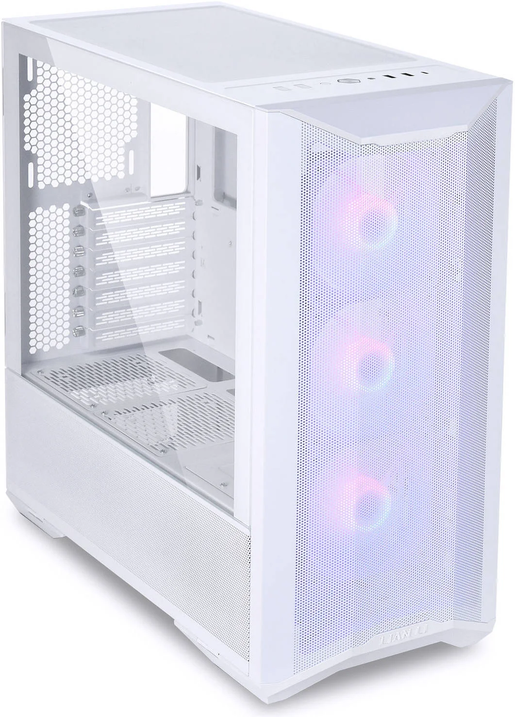 کیس ATX شیشه حرارت دیده Lian Li LANCOOL II MESH RGB، جنس بدنه فولاد + شیشه حرارت دیده، پشتیبانی از رادیاتور تا 240 میلی متر، دریچه لانه زنبوری، سفید | G99.LAN2MRS.50