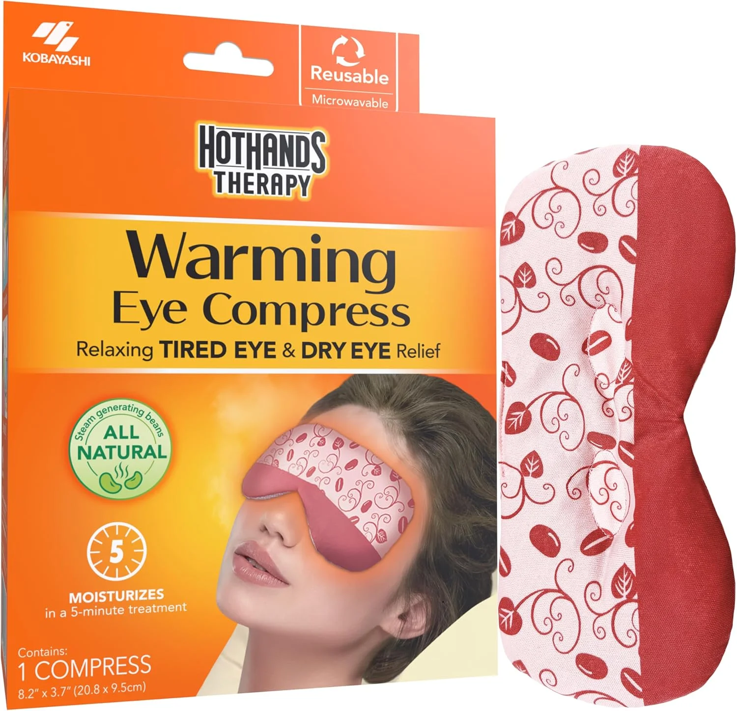 بالشتک چشم بخار درمانی بدون عطر هات هندز، قرمز، تک سایز