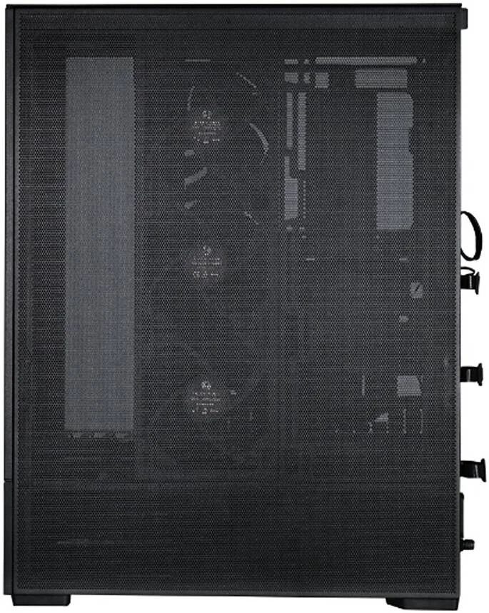 کیس Lian-Li SUP01 Small Tower ATX، طراحی پلتفرم ایستاده، نصب کارت گرافیک در جلو، 3 عدد فن 120 میلی‌متری PWM و کابل‌های رایزر PCIe 4.0 از پیش نصب شده، 3 پنل مشبک جانبی، نوارهای نور ARGB دوگانه، مشکی | G99.SUP01X.00