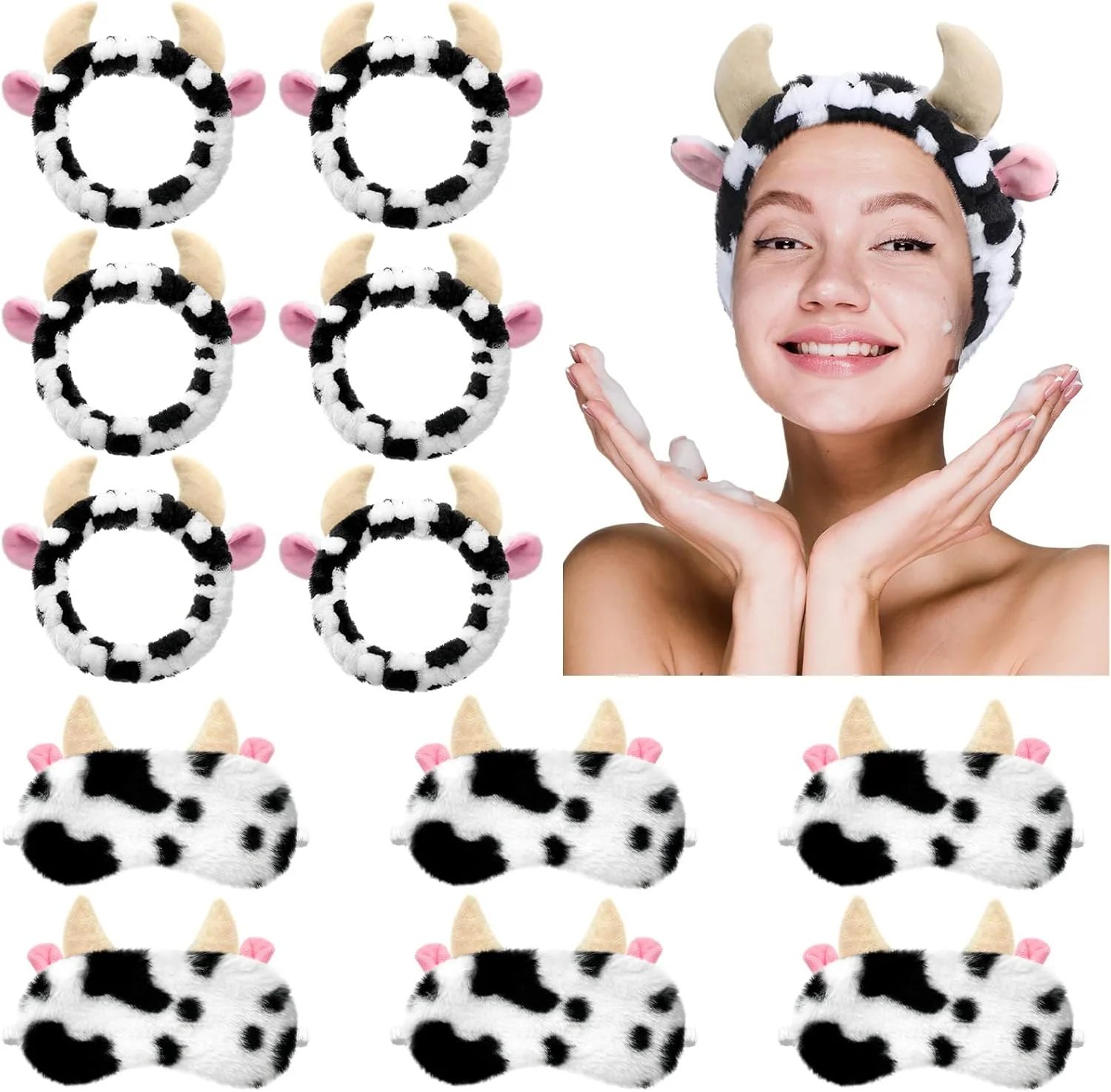 جاگلی ست 12 عددی هدبند اسپا با طرح گاو و ماسک چشم، هدبند آرایشی نرم، ماسک چشم خواب طرح گوش گاو، اسکرانچی، بند موی حمام مراقبت از پوست، لوازم مهمانی خواب طرح گاو، هدیه مهمانی اسپا برای زنان جاگلی ست 12 عددی هدبند اسپا با طرح گاو و ماسک چشم، هدبند آرایشی نرم، ماسک چشم خواب طرح گوش گاو، اسکرانچی، بند موی حمام مراقبت از پوست، لوازم مهمانی خواب طرح گاو، هدیه مهمانی اسپا برای زنان