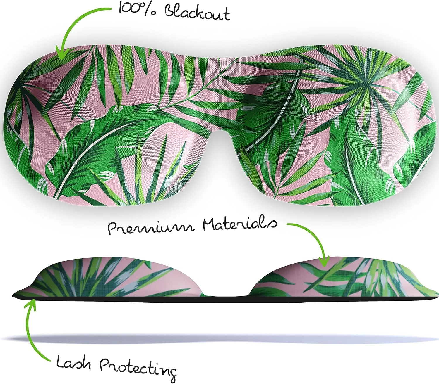 چشم بند خواب اسمگ برای آقایان و بانوان، مسدود کننده کامل نور | مناسب برای مژه های اکستنشن شده | طراحی سه بعدی برای خواب عمیق | بست ولکرو برای راحتی و تنظیم | طرح درخت نخل