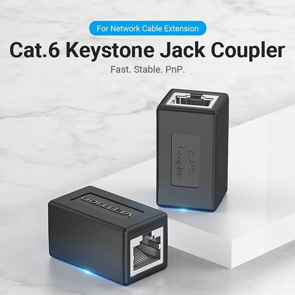 کوپلر کیستون Cat.6 FTP ونشن، محافظ دار، پین های طلایی، PCB ضخیم، مشکی | IPVB0