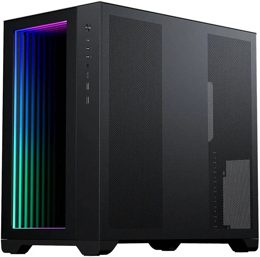 کیس مید تاور MagniumGear NEO Qube 2 با آینه بی نهایت، شاسی فولادی + جنس پنجره شیشه ای حرارت دیده، پشتیبانی از رادیاتور تا 360 میلی متر، پشتیبانی از حداکثر 9 فن، مشکی | MG-NE620QI_DBK02