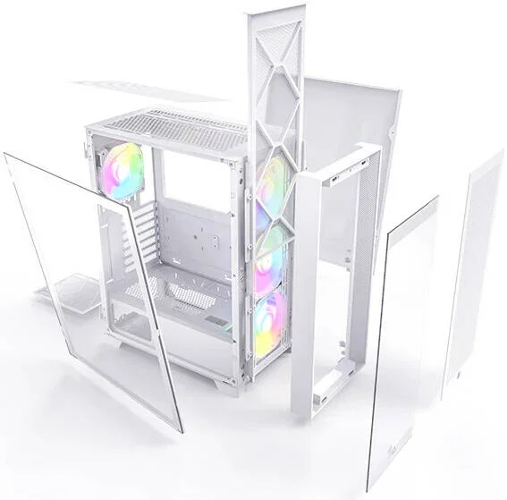 کیس کامپیوتر Montech Air 1000 Premium ATX، دارای 4 فن ARGB از پیش نصب شده، پشتیبانی از رادیاتور تا 360 میلی‌متر، فیلتر گرد و غبار کشویی سریع، پنل جانبی شیشه حرارت دیده، سفید | AIR-1000-PREMIUM-WHITE