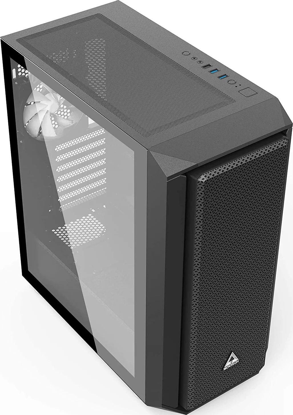 کیس مید تاور Montech AIR X ATX، جریان هوای فوق العاده بالا، دارای دو فن 200 میلی متری ARGB از پیش نصب شده، فن 120 میلی متری ARGB، کنترلر ARGB، همگام سازی با مادربرد، شیشه حرارت دیده کشویی - مشکی | AIR-X-BLK