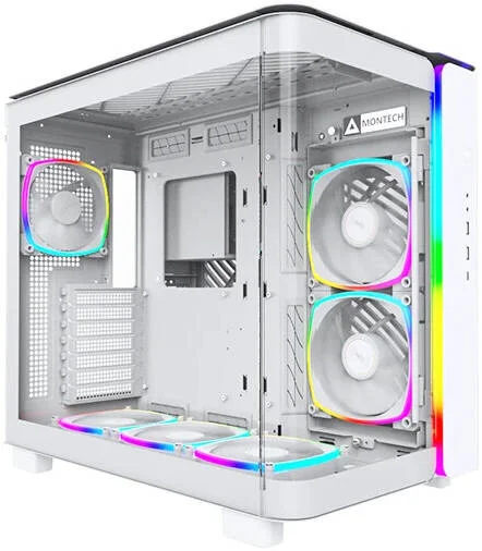 کیس کامپیوتر Montech KING 95 PRO ATX، دارای 6 فن از پیش نصب شده، پشتیبانی از رادیاتور تا 360 میلی‌متر، پشتیبانی از 9 فن، پنل مشبک ممتاز، پنل شیشه‌ای با قابلیت جدا شدن سریع، سفید خالص | KING-95-PRO-WHITE