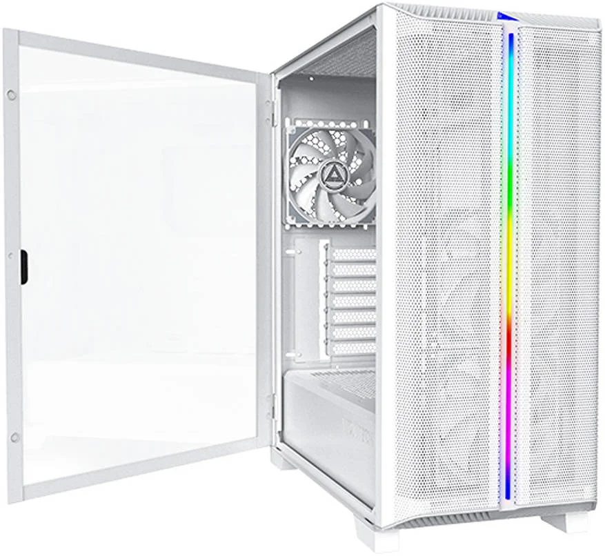 کیس مید تاور ATX مونتک Sky One Lite aRGB، پشتیبانی از رادیاتور تا 360 میلی‌متر، دارای 3 فن از پیش نصب شده، فیلتر گرد و غبار جلو و پایین، پنل جانبی شیشه‌ای چرخشی، پورت USB Type-C، سفید یخی | SKY ONE LITE WH