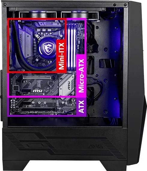 MSI MAG FORGE 100M، پشتیبانی از رادیاتور تا 240 میلی‌متر، اندازه منبع تغذیه ATX استاندارد - مشکی | 306-7G03M21-809