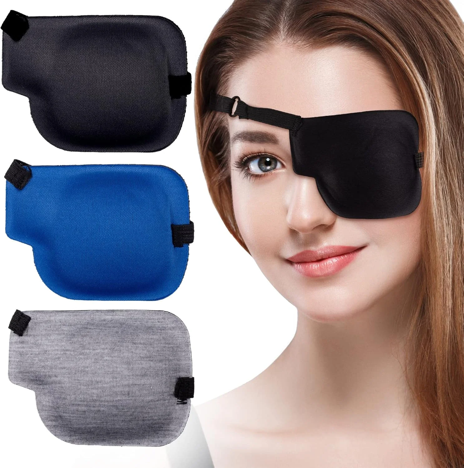 پد چشم سه بعدی PAGOW، 3 عدد، پد چشمی قابل تنظیم برای چشم تنبل، بزرگ، مشکی، خاکستری، آبی (چشم چپ) پد چشم سه بعدی PAGOW، 3 عدد، پد چشمی قابل تنظیم برای چشم تنبل، بزرگ، مشکی، خاکستری، آبی (چشم چپ)