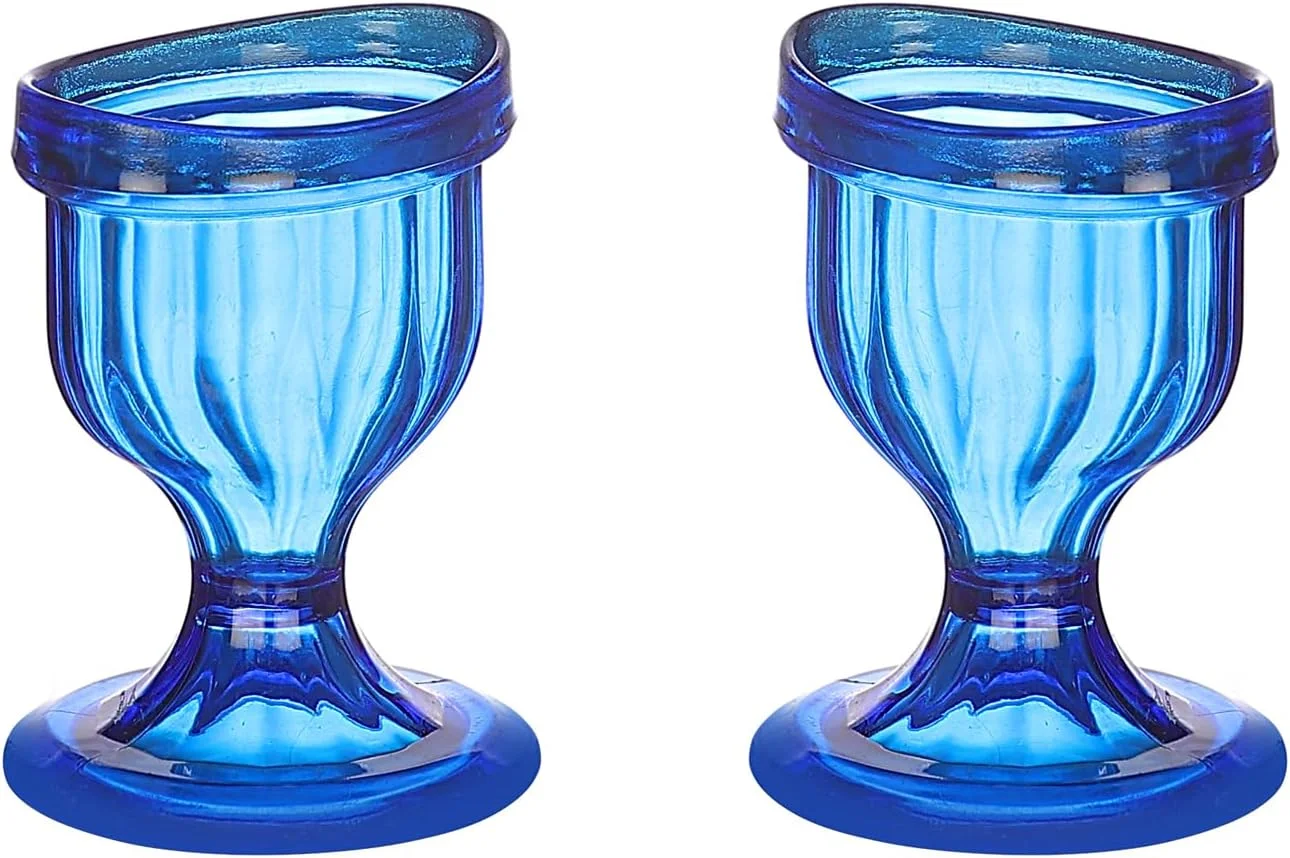 ست دو عددی فنجان شستشوی چشم آبی - 15 میلی لیتر، فنجان های چشمی قابل استفاده مجدد برای تمیز کردن چشم، تسکین آلرژی و سوزش - بدون BPA، ساخت هند