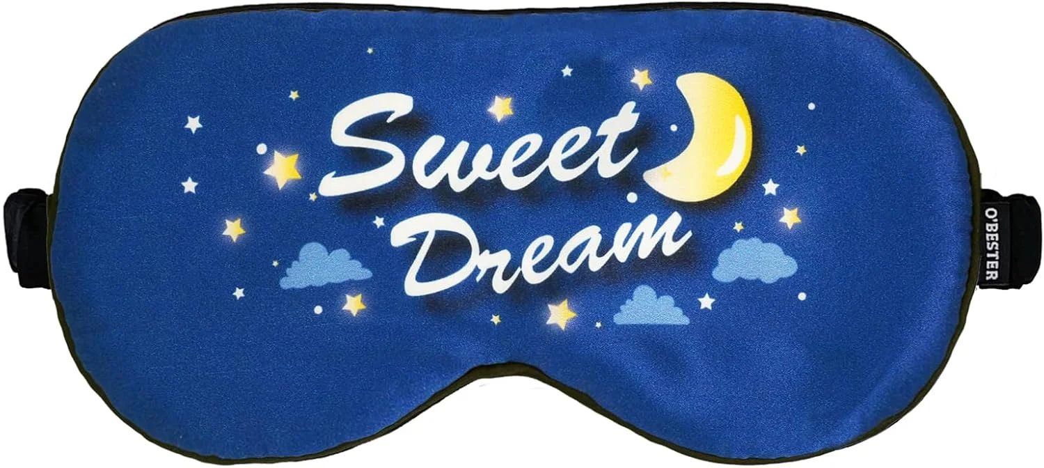 چشم بند خواب ابریشمی خالص او'بستر، پر شده با ابریشم توت 100%، بند قابل تنظیم با روکش ابریشمی، چشم بند نرم ساتن، جعبه هدیه ماسک خواب برای آقایان و بانوان (رویای شیرین)