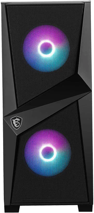 کیس کامپیوتر گیمینگ MSI MAG Forge 100R Mid Tower، پنل شیشه ای حرارت دیده، 2 عدد فن ARGB 120 میلی متری، پشتیبانی از رادیاتور تا 240 میلی متر، فیلتر گرد و غبار مغناطیسی، Mystic Light RGB، 2 عدد USB 3.2 Type-A، مشکی | 306-7G03R21-809