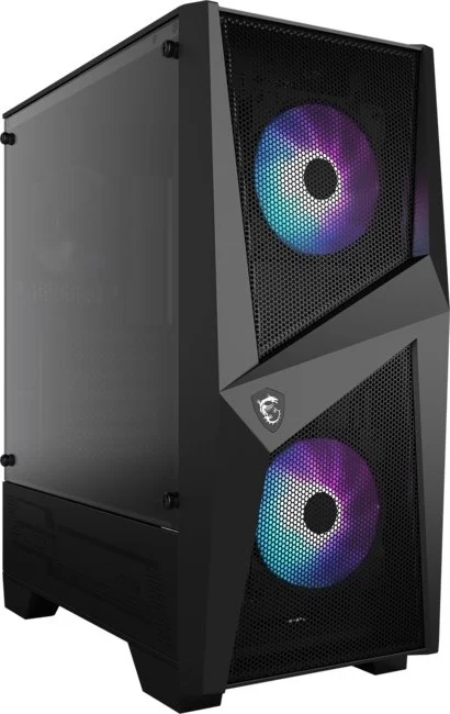 کیس کامپیوتر گیمینگ MSI MAG Forge 100R Mid Tower، پنل شیشه ای حرارت دیده، 2 عدد فن ARGB 120 میلی متری، پشتیبانی از رادیاتور تا 240 میلی متر، فیلتر گرد و غبار مغناطیسی، Mystic Light RGB، 2 عدد USB 3.2 Type-A، مشکی | 306-7G03R21-809