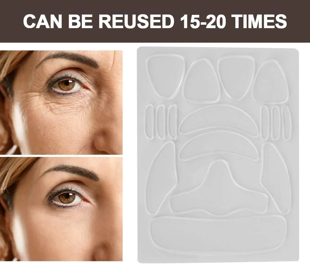 پدهای ضد چروک صورت، پدهای صاف کننده صورت، نوارهای سیلیکونی ملایم و طبیعی از بین برنده خطوط ریز، پدهای پیشانی، چشم و دهان، لیفتینگ و رفع چروک صورت