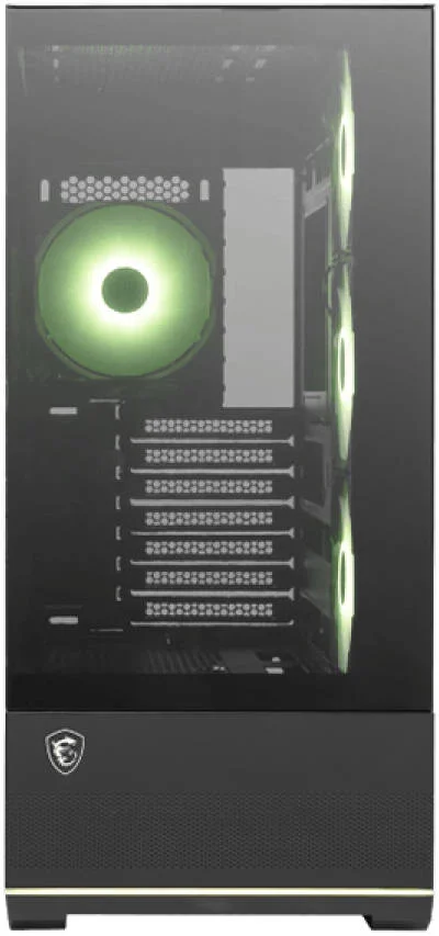 کیس کامپیوتر میان‌برجی MSI MAG Pano 110R PZ، دارای 4 فن از پیش نصب‌شده aRGB، پشتیبانی از رادیاتور تا 360 میلی‌متر و 10 فن، طراحی پانورامای 270 درجه، فیلتر گرد و غبار بالا و پایین، مشکی | 306-7G28R21-JA4