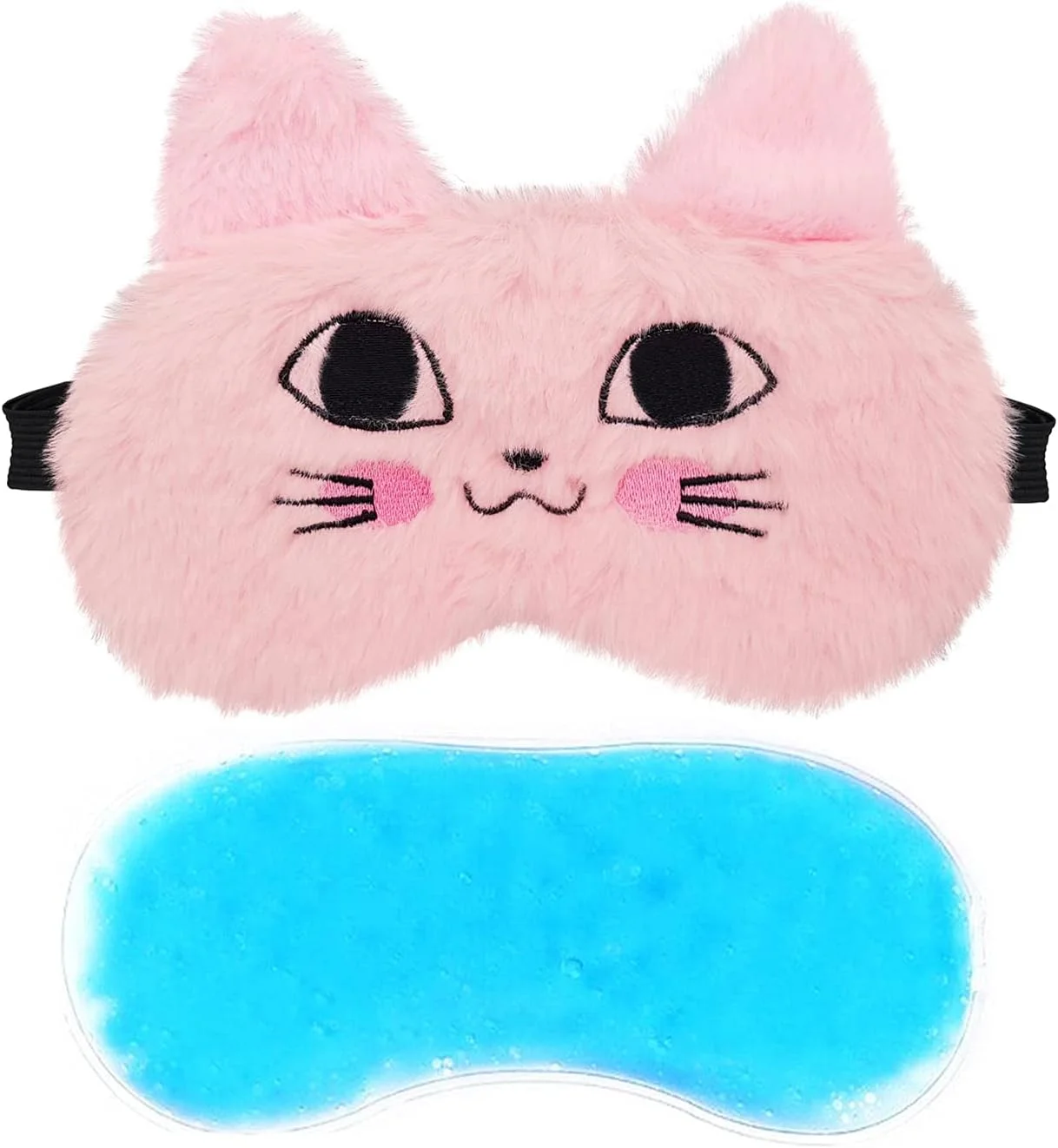 ماسک چشم خواب گربه تام™ زیبا برای بی خوابی، مدیتیشن، پف زیر چشم و حلقه های تیره با ژل (صورتی)