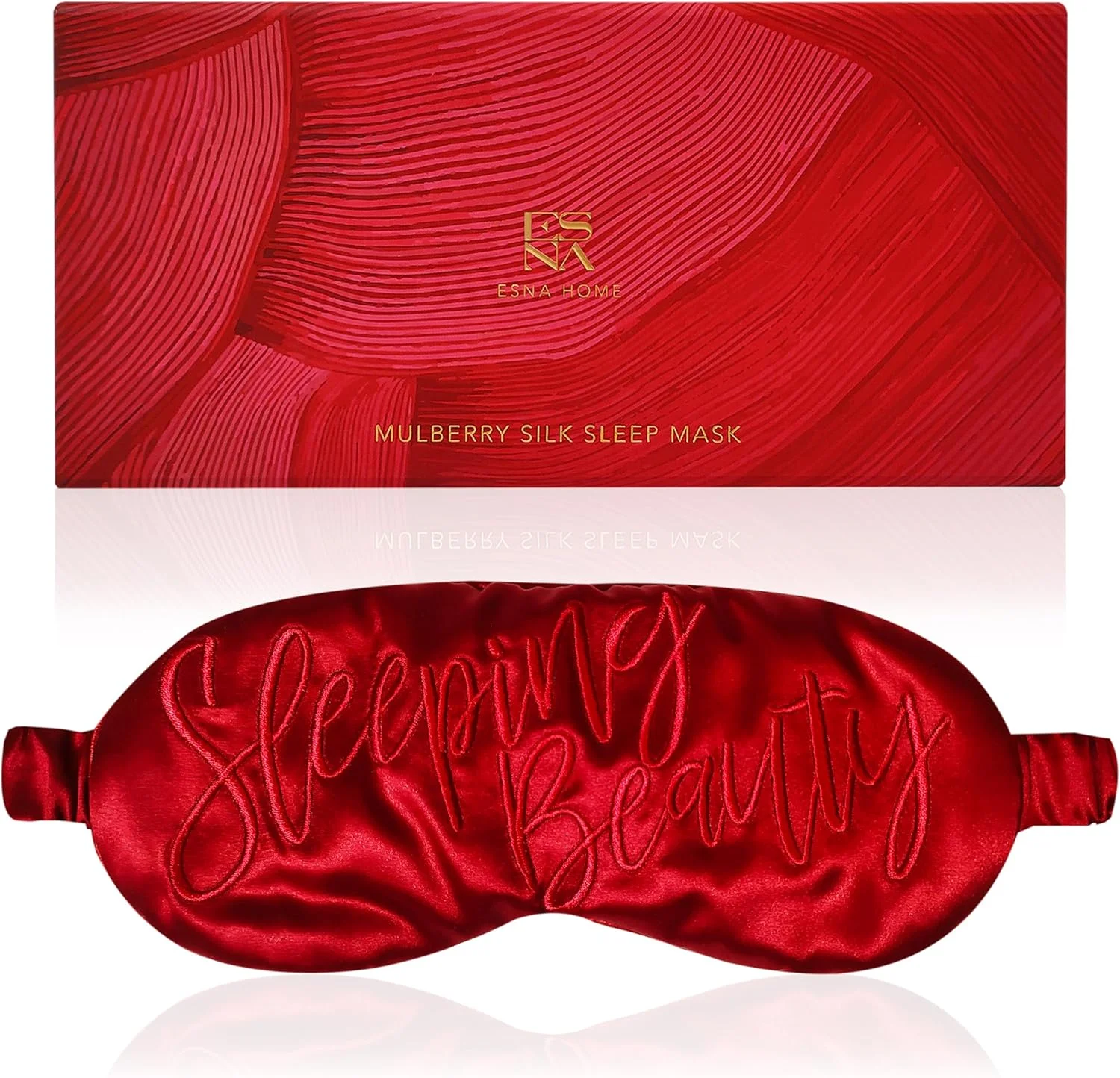 ست هدیه ماسک خواب ابریشمی لوکس ESNA HOME | ماسک چشم ابریشم توت 22 Momme | فوق العاده راحت | هدیه ای عالی برای او | کریسمس لوکس برای زنان (زیبای خفته)