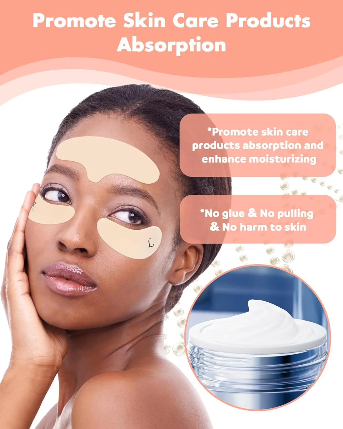 پچ سیلیکونی ضد چروک پیشانی - مجموعه پچ های سیلیکونی قابل استفاده مجدد برای چروک پیشانی و دور چشم، بدون چسب و کشیدگی، اپلیکاتور فلزی کرم دور چشم، جعبه حلبی