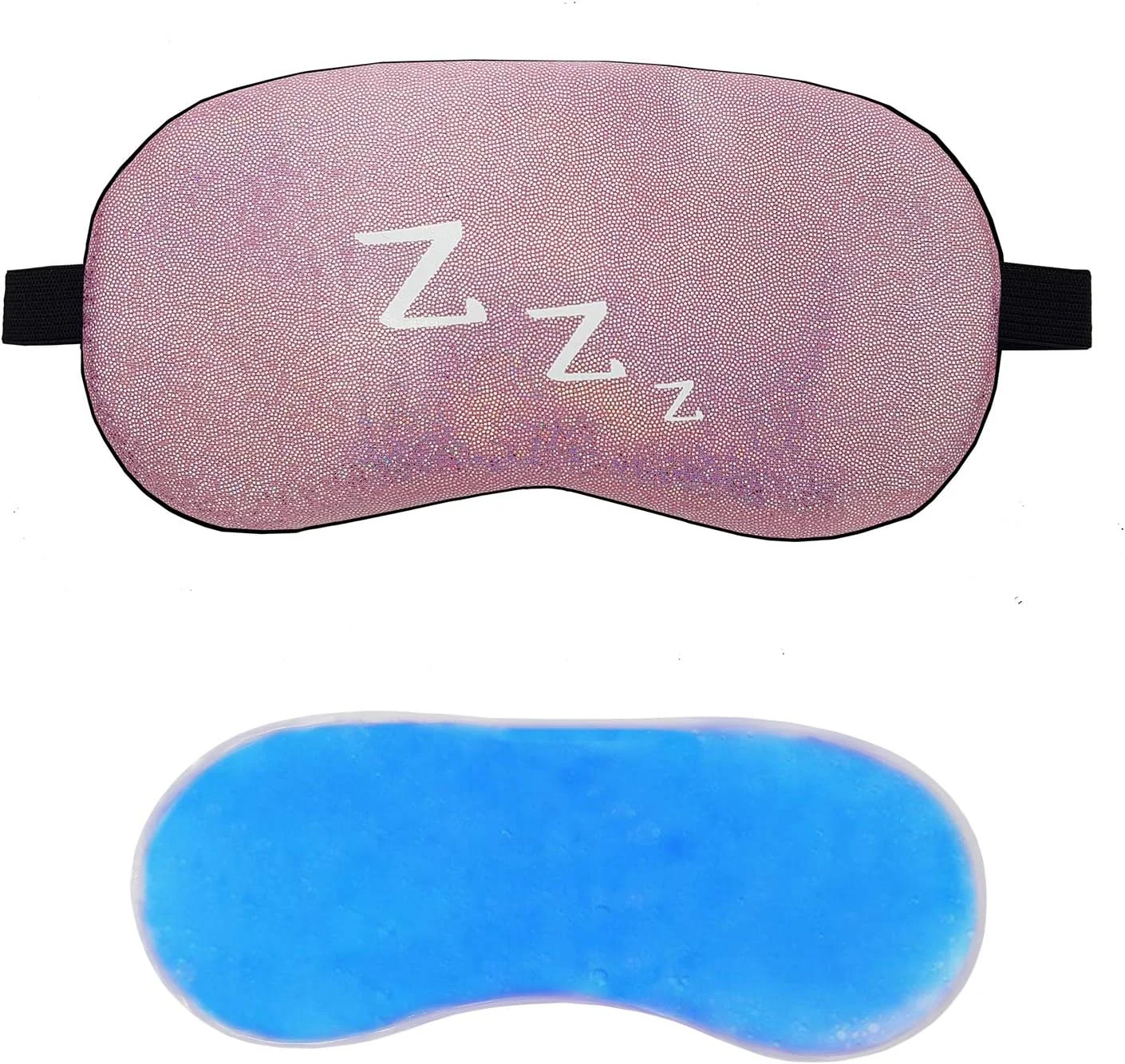 ماسک خواب چشم طرح دار برای بی خوابی، مدیتیشن، پف چشم و سیاهی دور چشم - صورتی به همراه ژل