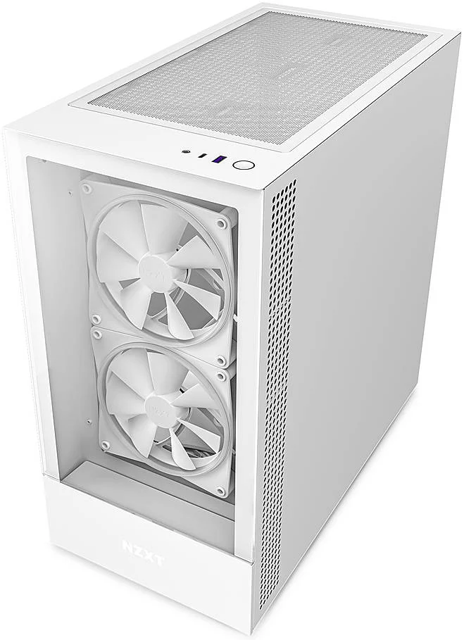 کیس مید تاور NZXT H5 Elite ATX، پشتیبانی از رادیاتور تا 240 میلی‌متر، پشتیبانی از 6 فن 120 میلی‌متری، پنل جلویی شیشه‌ای حرارت‌دیده و RGB داخلی، مدیریت کابل بصری، جایگاه‌های درایو 2.5 اینچی/3.5 اینچی، سفید | CC-H51EW-01