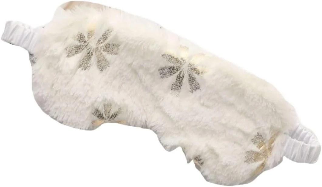 چشم بند خواب نرم، ماسک خواب چشم، سایه چشم، طرح پُرزدار زیبا، مناسب مسافرت، برای خانم ها و آقایان، آرامش بخش، قابل حمل (رنگ: سفید - گل ها)