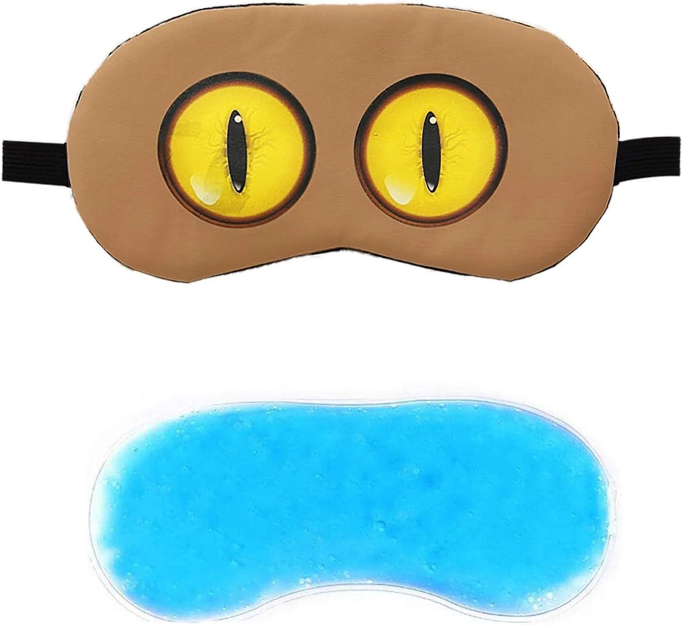 ماسک چشم خواب جِنا™، پوشش سایه چشم ژلی زیبا برای بی خوابی، مدیتیشن، پف چشم و سیاهی دور چشم - چشم گرد قهوه ای