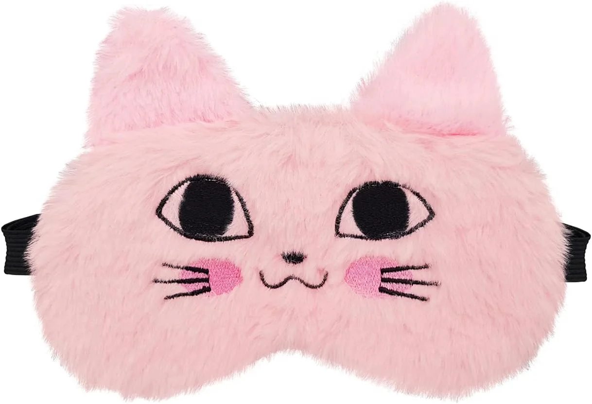 چشم بند خواب گربه ای بامزه برای بی خوابی، مدیتیشن، پف چشم و سیاهی دور چشم (صورتی)