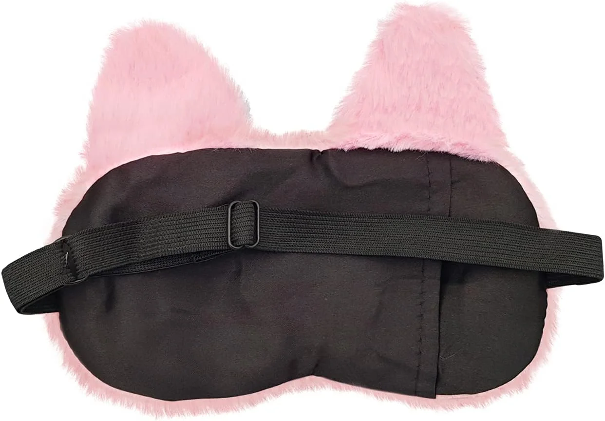 چشم بند خواب گربه ای بامزه برای بی خوابی، مدیتیشن، پف چشم و سیاهی دور چشم (صورتی)