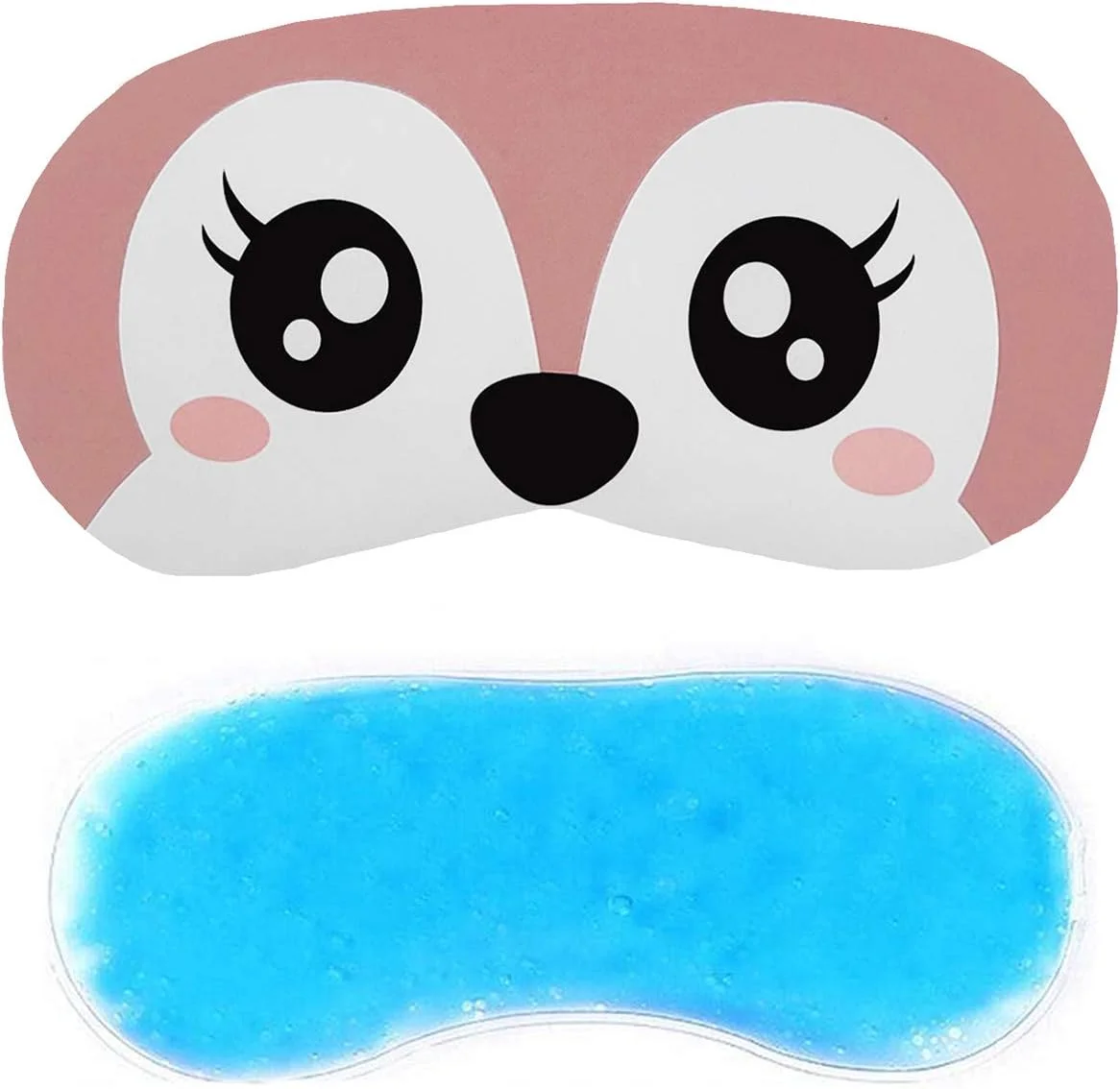 ماسک خواب ژله ای چشم طرح سگ پشمالو صورتی مناسب بی خوابی، مدیتیشن، پف و سیاهی دور چشم