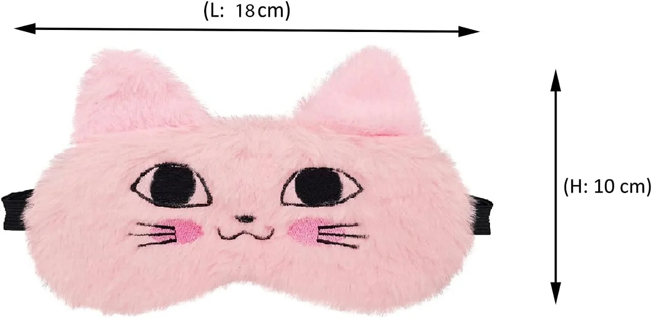 چشم بند خواب گربه ای بامزه برای بی خوابی، مدیتیشن، پف چشم و سیاهی دور چشم (صورتی)