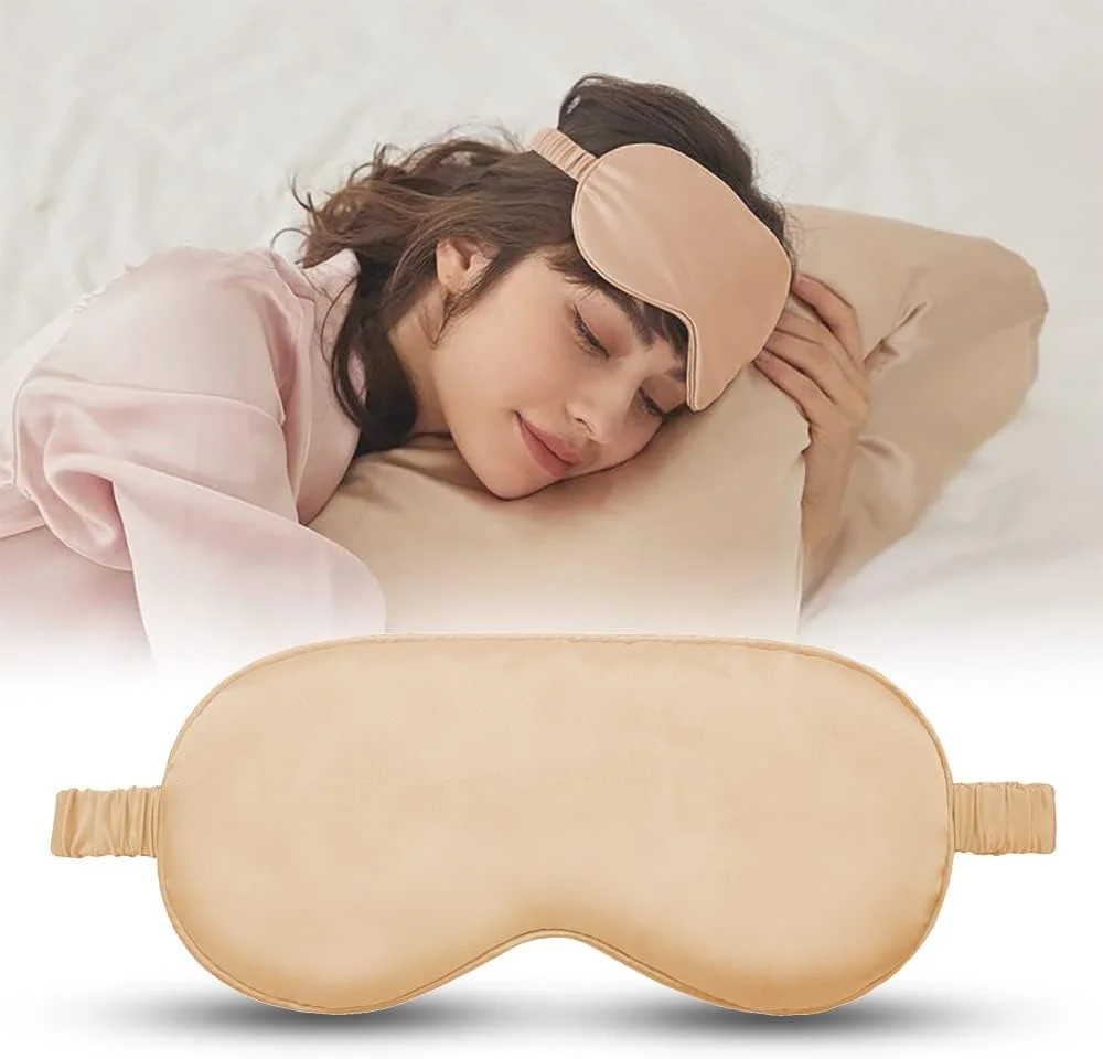 چشم بند خواب جِنا™، پوشش ماسک خواب زیبا برای بی خوابی، مدیتیشن، پف چشم و سیاهی دور چشم، ابریشمی ساده، زردآلویی