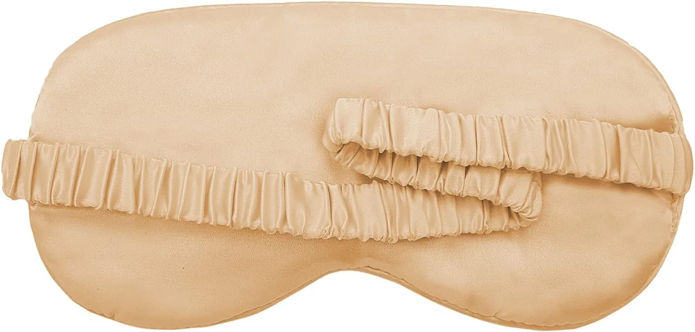 چشم بند خواب جِنا™، پوشش ماسک خواب زیبا برای بی خوابی، مدیتیشن، پف چشم و سیاهی دور چشم، ابریشمی ساده، زردآلویی