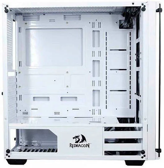 کیس کامپیوتر گیمینگ مید تاور Redragon Wheeljack RGB، دارای 3 فن RGB، پنل های شیشه ای حرارت دیده در جلو و طرفین، پشتیبانی از رادیاتور تا 240 میلی متر، مدیریت کابل، جریان تهویه هوا، سفید | GC-606WH-3RGB