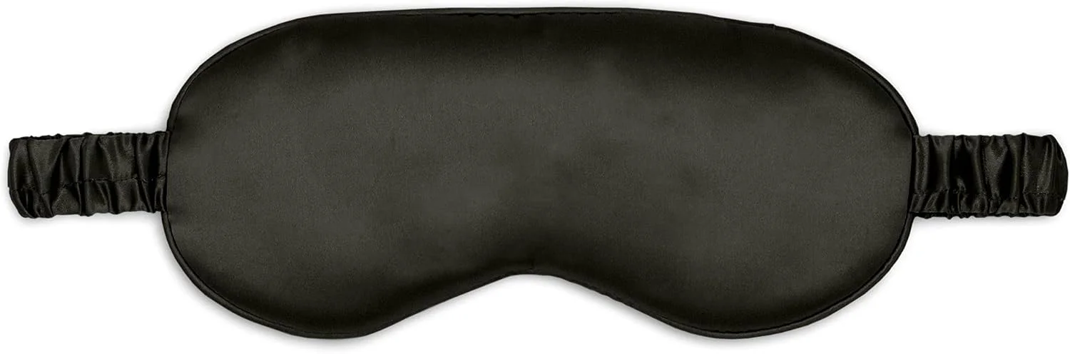 چشم بند خواب ابریشمی خالص با تراکم 22 Momme - نرم، لطیف و راحت با بند پوشیده، مسدود کننده نور برای خواب عمیق و کامل - مشکی