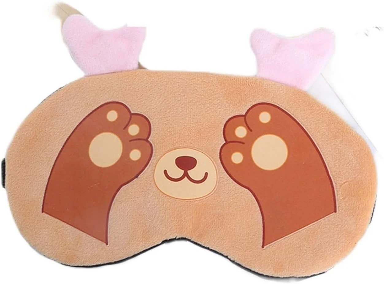WANAM Eye Mask Sleep Mask Plush Cute Cat Sleeping Eye Cover Sort Mask Block Out Light Blindfold For Travel Women Relax (Color : Yellow)