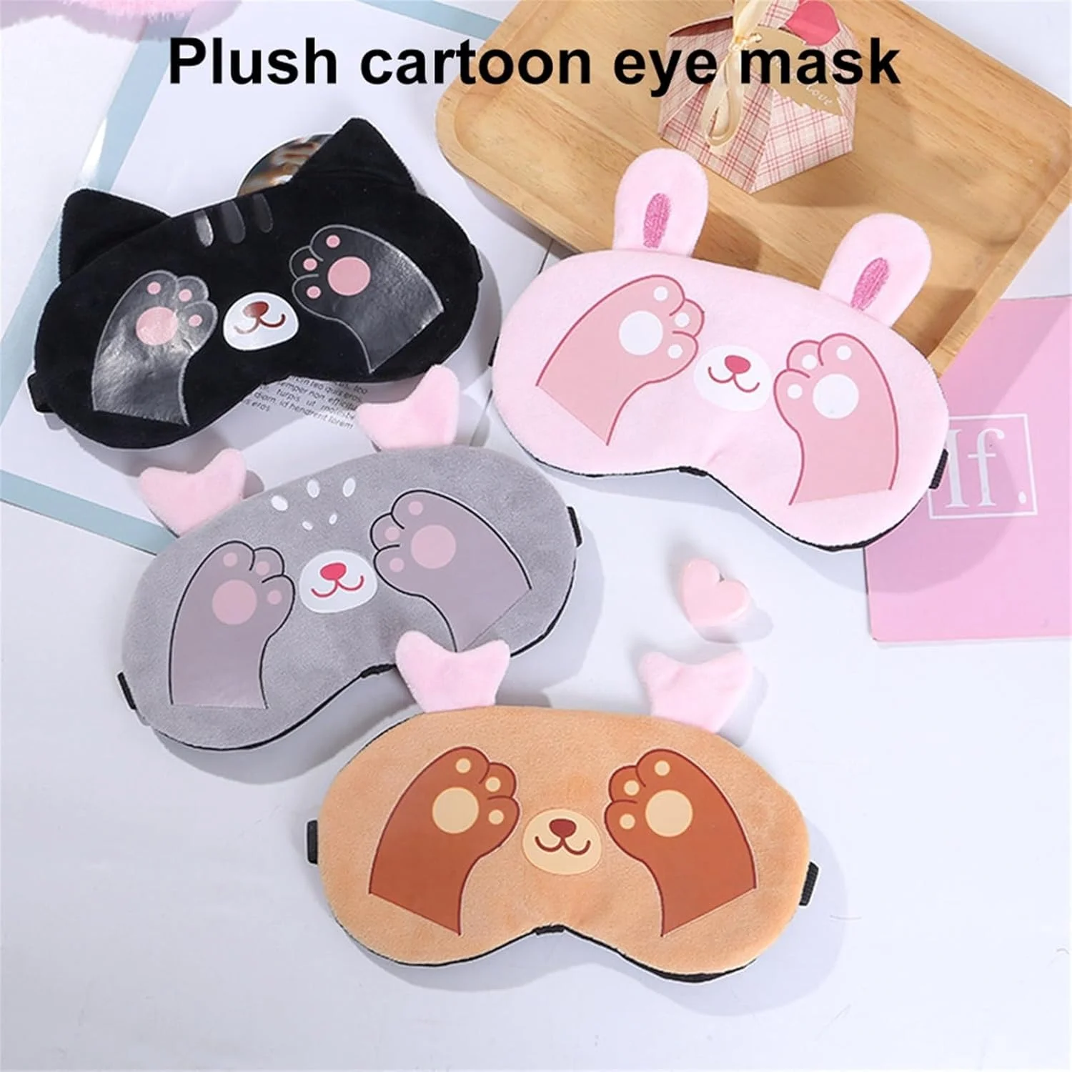 WANAM Eye Mask Sleep Mask Plush Cute Cat Sleeping Eye Cover Sort Mask Block Out Light Blindfold For Travel Women Relax (Color : Yellow)