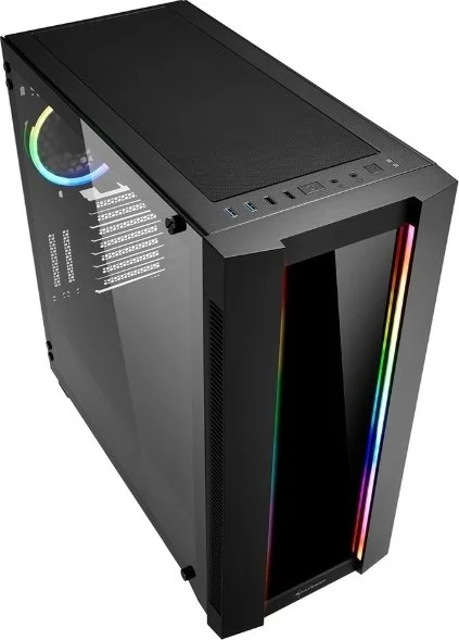 کیس کامپیوتر ATX شارکون ELITE SHARK CA200G، فن با نورپردازی RGB، شکاف های توسعه - مشکی | 4044951027163
