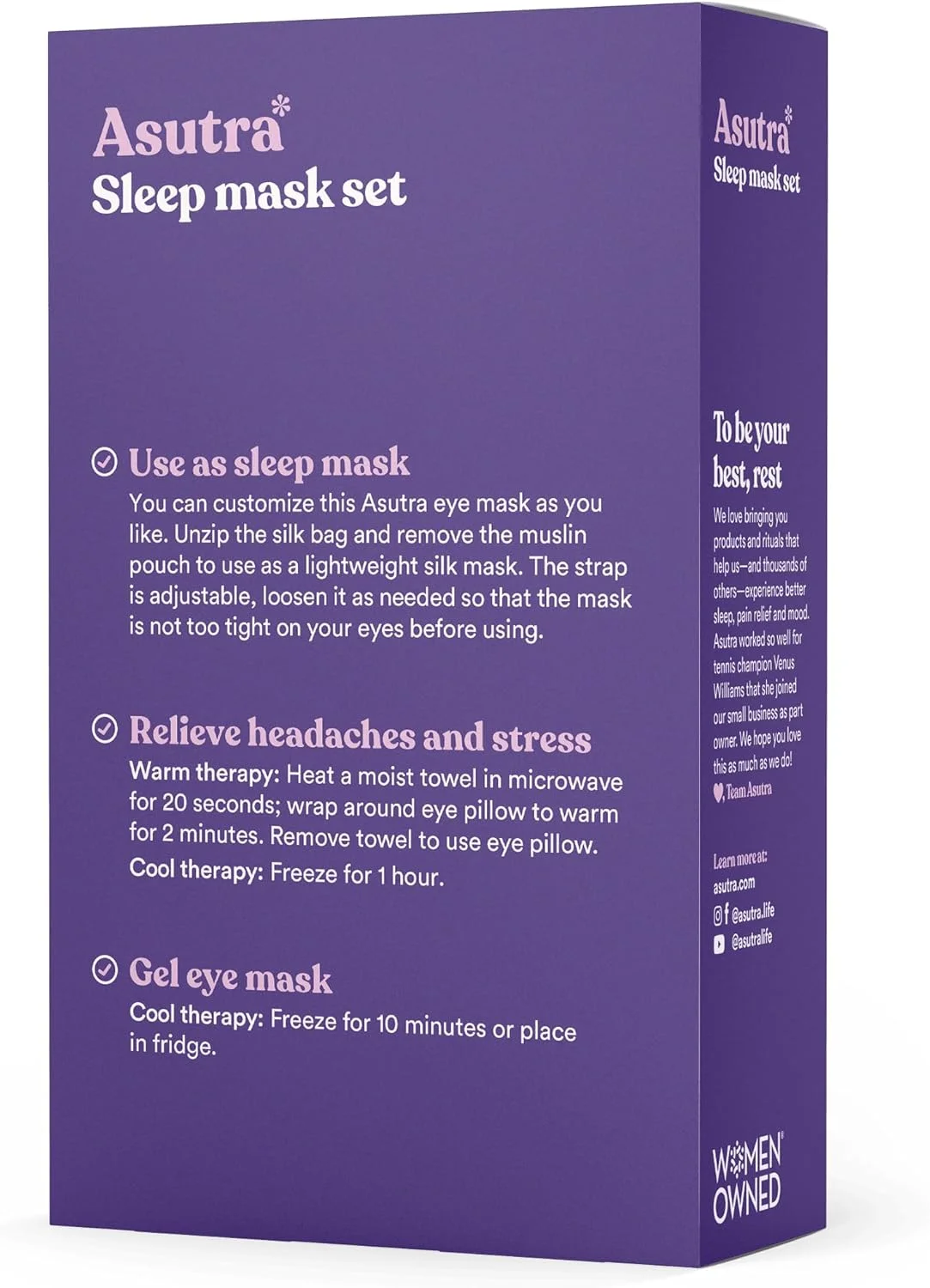 بالش چشم ابریشمی آسوترا برای خواب، شامپاین - پر شده با گل های اسطوخودوس و دانه های کتان، ماسک چشم سنگین، مدیتیشن و چشم بند مسدود کننده نور، شامل ماسک ژل خنک کننده