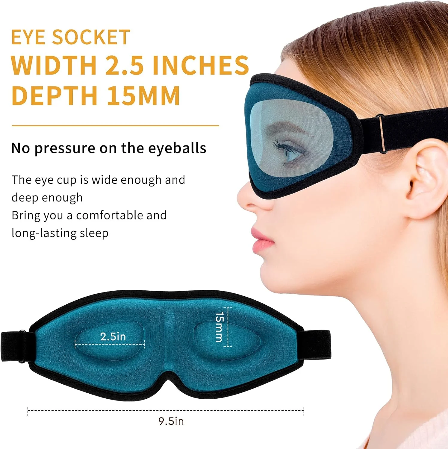 ماسک خواب برای زنان و مردان، ماسک چشم خواب سه بعدی دارای حفره چشمی پهن و عمیق، نور را به طور کامل مسدود می کند، به کره چشم فشار نمی آورد، راحت و نرم برای مسافرت، چرت زدن، یوگا