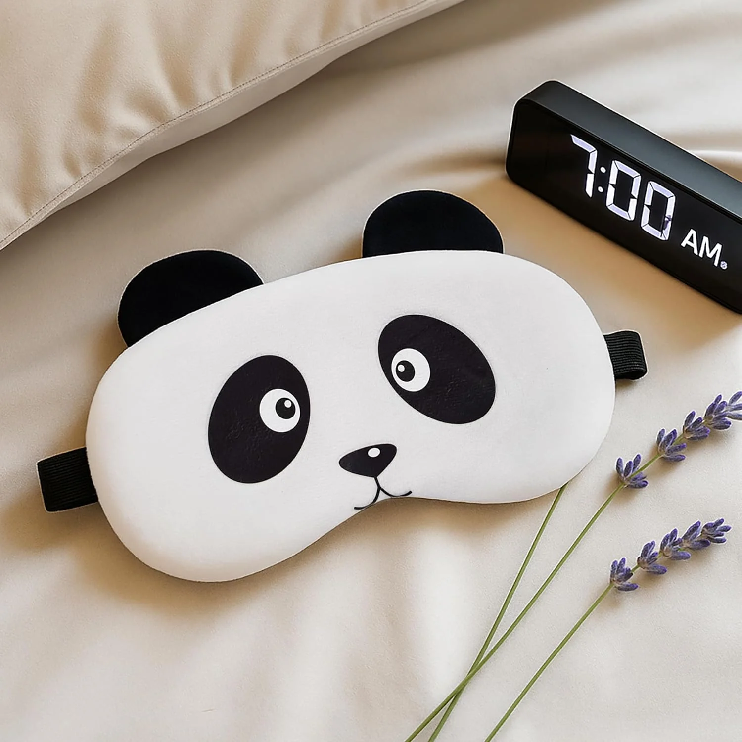 ماسک خواب چشم طرح پاندا سفید مخملی مناسب بی خوابی، مدیتیشن، پف زیر چشم و سیاهی دور چشم