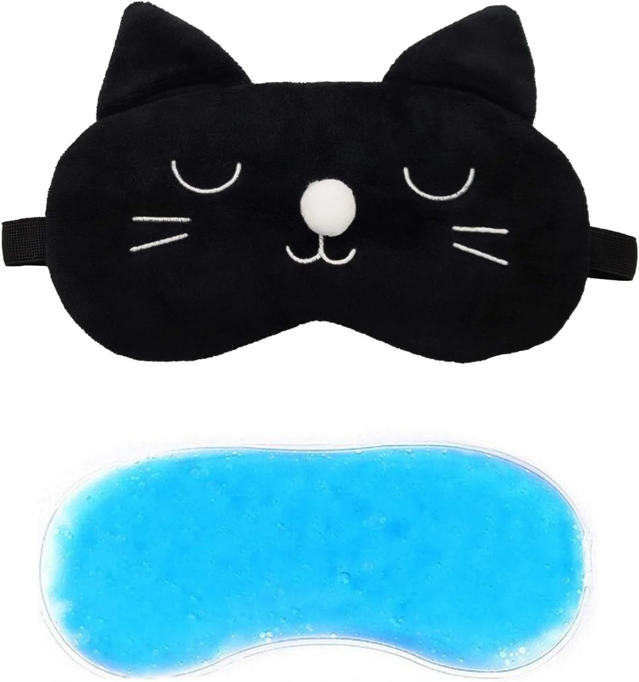 ماسک خواب چشم مدل جِنا با طرح گربه مشکی، مناسب برای بی خوابی، مدیتیشن، پف زیر چشم و سیاهی دور چشم