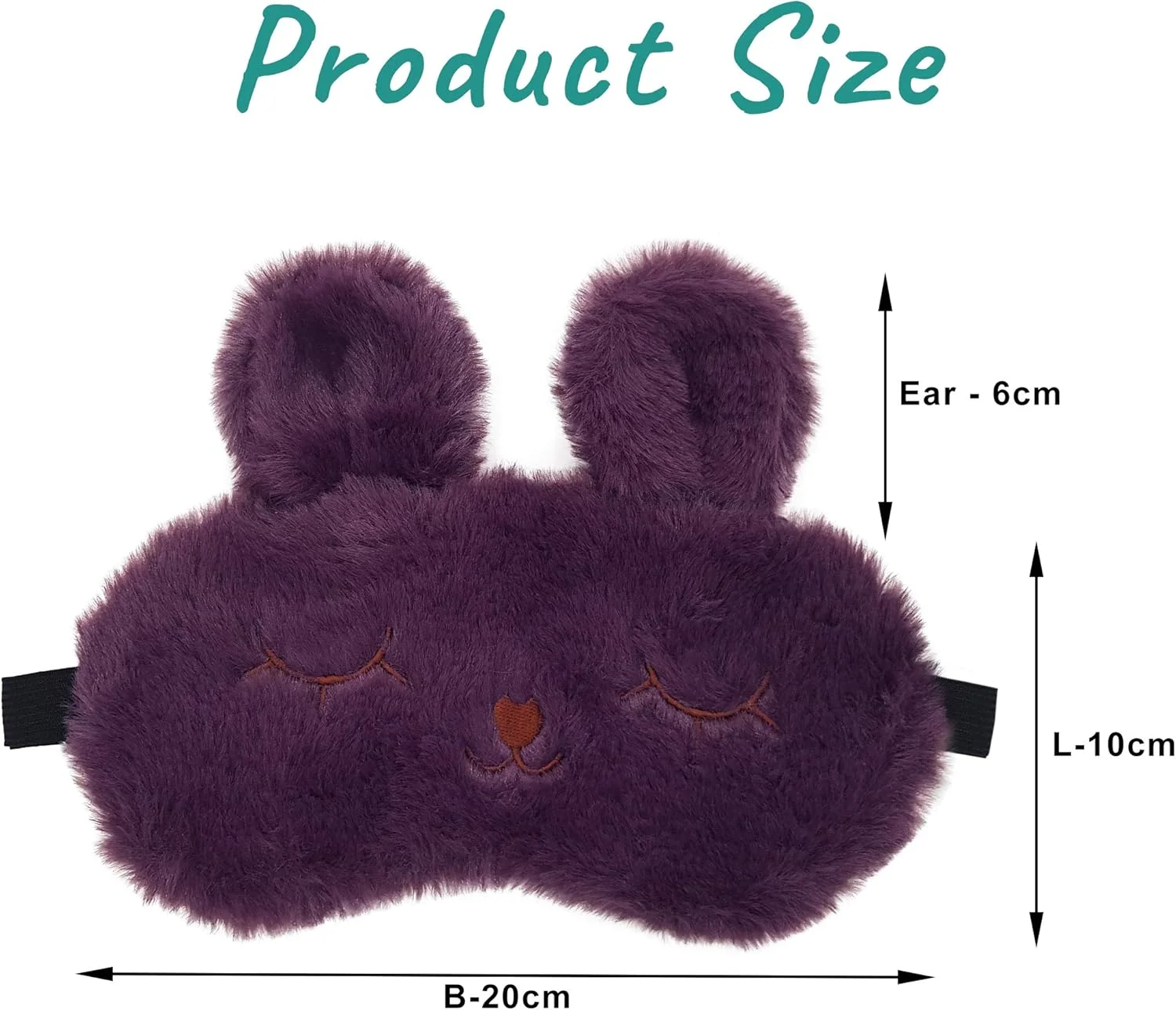 چشم بند خواب جِنا، پوشش ماسک خواب ناز برای بی خوابی، مدیتیشن، پف چشم و سیاهی دور چشم، خرگوش پشمی بنفش با ژل