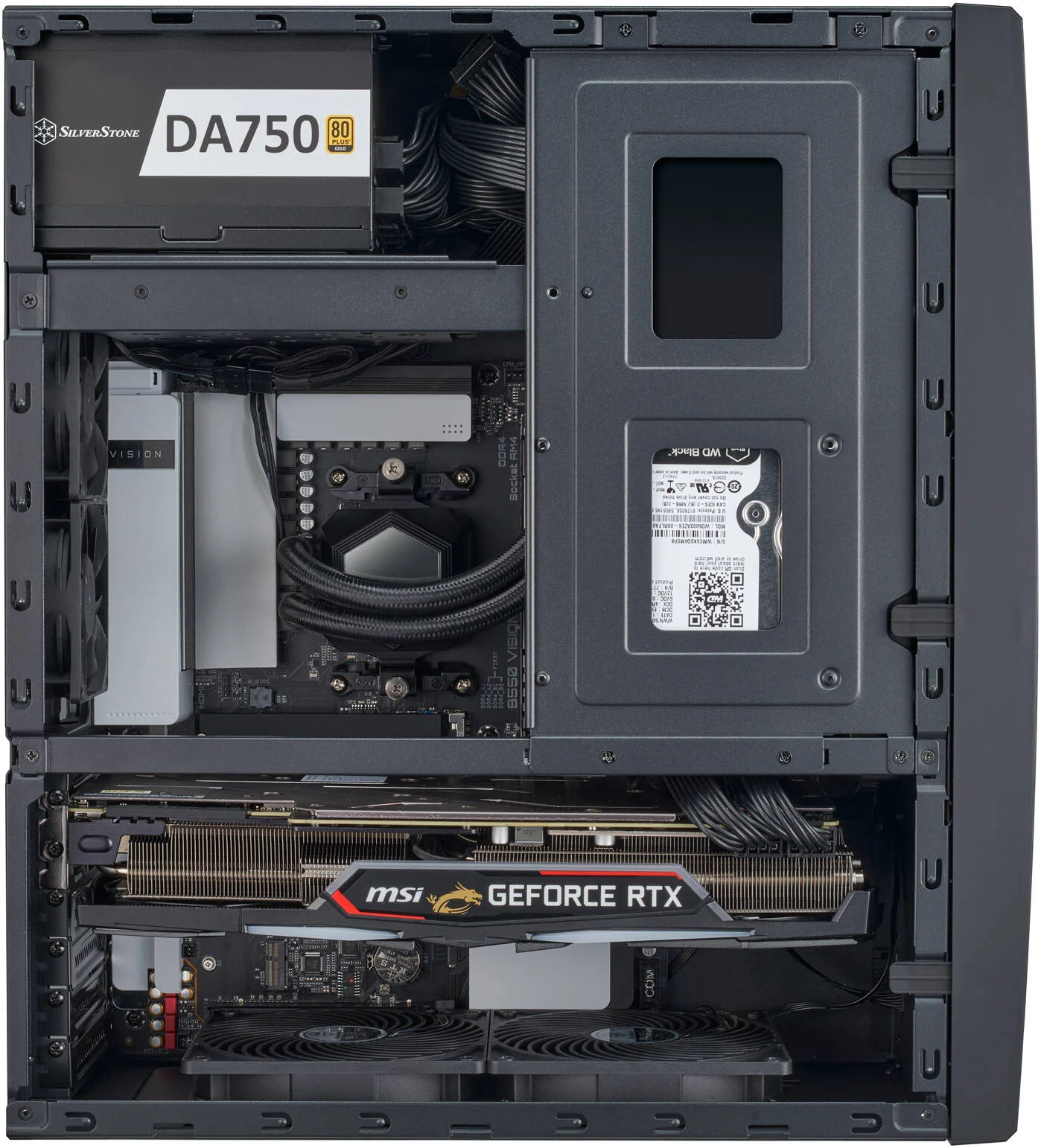 کیس HTPC سیلوراستون GD11، دارای 2 فن 120 میلی‌متری از پیش نصب شده، پشتیبانی از رادیاتور تا 240 میلی‌متر، 7 اسلات توسعه، نشانگر LED قابل تنظیم، پنل جلویی مشبک، مشکی | SST-GD11B