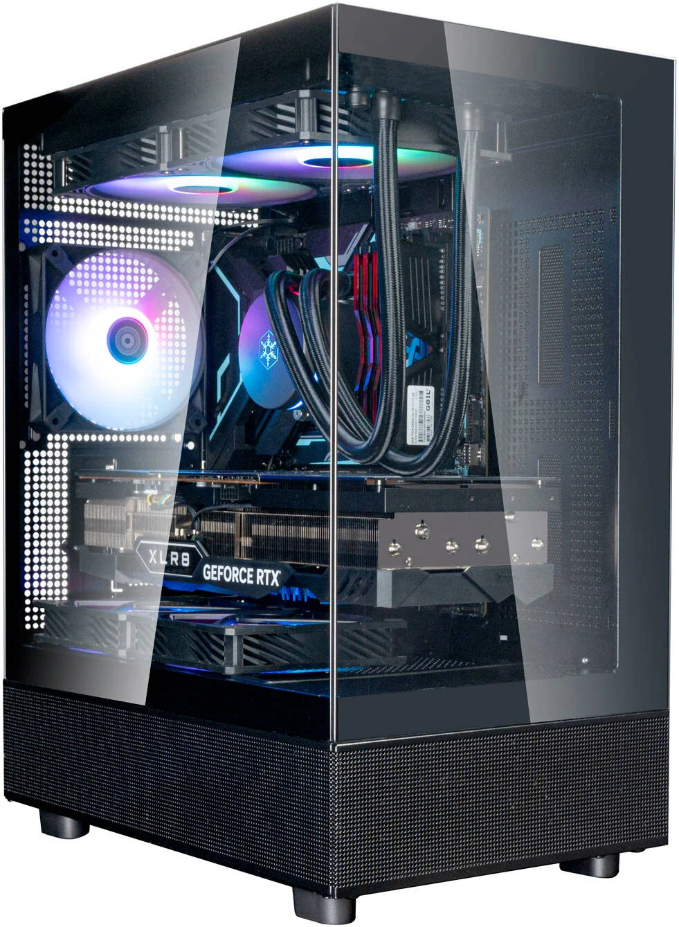 کیس کامپیوتر Micro-ATX سیلوراستون Lucid 04، دارای 3 فن 120 میلی‌متری ARGB از پیش نصب‌شده، پشتیبانی از رادیاتور 280 میلی‌متری، 5 اسلات توسعه، جنس بدنه فولاد/پلاستیک/شیشه حرارت دیده، مشکی | SST-LD04-B-ARGB