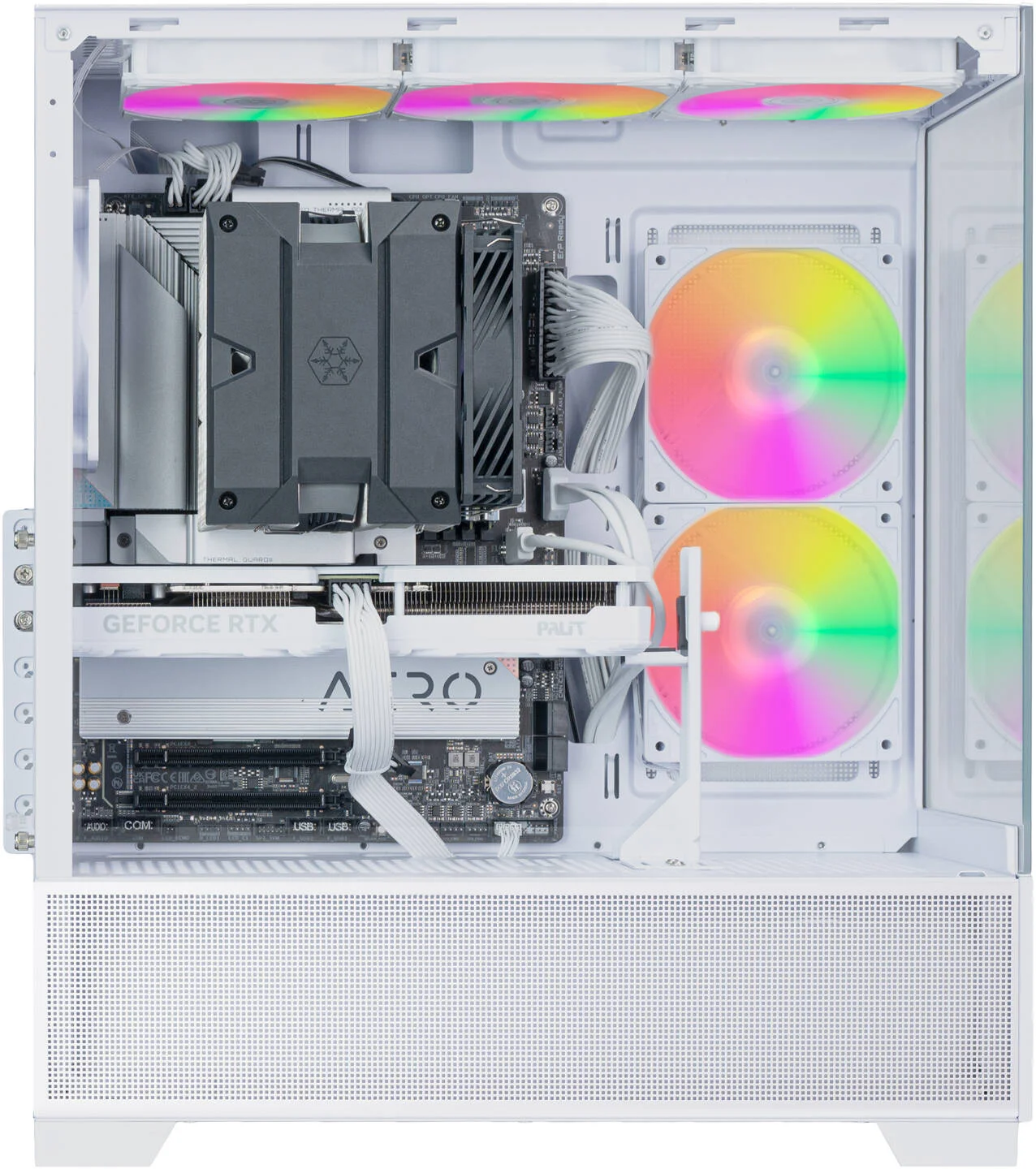 کیس کامپیوتر Micro-ATX سیلورستون Lucid 04، دارای 3 فن 120 میلی‌متری ARGB از پیش نصب شده، پشتیبانی از رادیاتور 280 میلی‌متری، 5 اسلات توسعه، جنس بدنه فولاد/پلاستیک/شیشه حرارت دیده، سفید | SST-LD04-W-ARGB